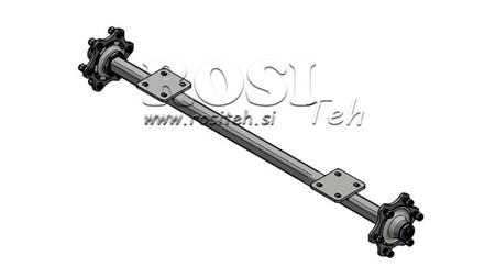 AXLE FOR TRAILER 3300 kg WITHOUT BRAKES (1500 mm) with flange for installation