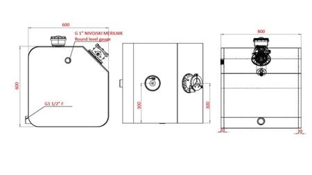 METALLTANK OBEN 250 Lit 600x600x800mm