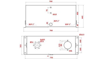 SERBATOIO IN METALLO 100 LITRO CUBO 445x355x700mm COMPLETO DI ATTREZZATURA