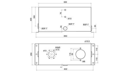 METALLTANK 45 LITER WÜRFEL 400x255x600mm VORBEREITUNG FÜR RÜCKFILTER