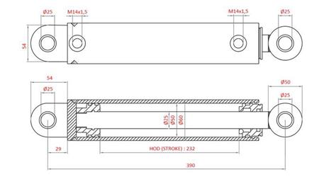 HYDRAULIC POWER STEERING CYLINDER FIAT-NEW HOLLAND OEM-87302891, 5164022, 82991196