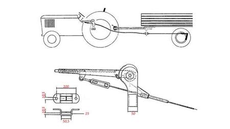 PULL HANDLE FOR TRAILER HAND BRAKE set WITH CABLE 2.3m