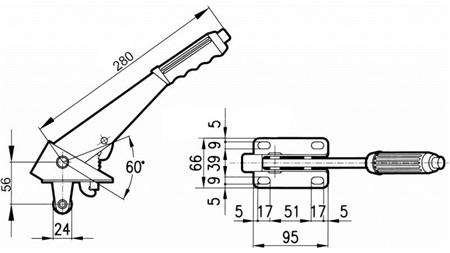 PULL HANDLE L280 WITH PULLEY FI24mm