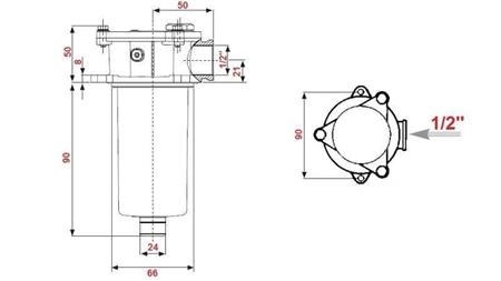 HYDRAULIC SUCTION FILTER - METAL 1/2 - 30u - 40 lit/min