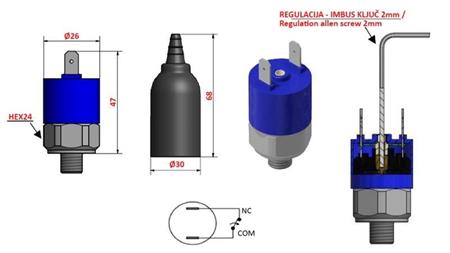 HIDRAULINIS SLĖGIO JUNGIKLIS K4 - NC 0.2-2.5 BAR (MAX.25BAR)