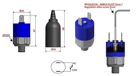 HYDRAULIC PRESSURE SWITCH K4 - NC  10-100 BAR (MAX.300BAR)