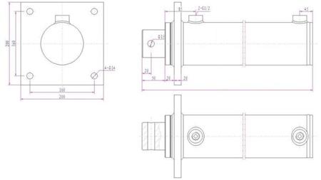 HYDRAULIC CYLINDER FOR LOG SPLITTER WITH MONTAGE PLATE 100/60-1050