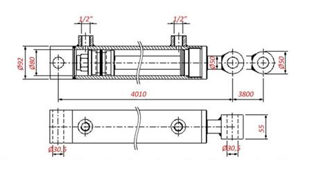 CILINDRO IDRAULICO PER IL AUTOTRAINO - HOLE 80/50-3800