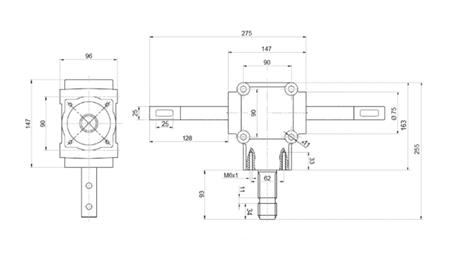 Leņķa samazinātājs diviem asīm 1: 1.14 (27HP-20kW)