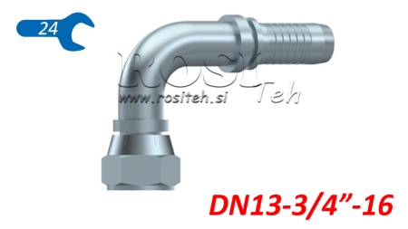 HIDRAVLIČNI PRIKLJUČEK DKJ JIC74° ŽENSKI KOLENO 90° DN13-3/4-16
