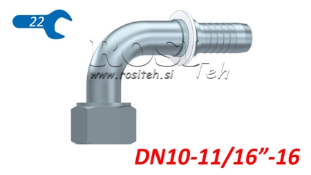 HIDRAVLIČNI PRIKLJUČEK DKORFS ŽENSKI KOLENO 90° DN10-11/16-16