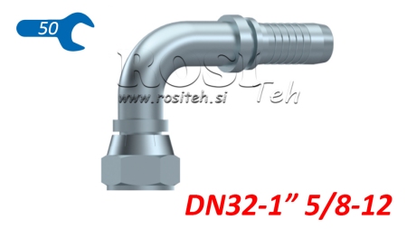 HIDRAVLIČNI PRIKLJUČEK DKJ JIC74° ŽENSKI KOLENO 90° DN32-1 5/8-12