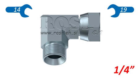HIDRAULIČNO KOLJENO 90° BSP KRATKO OKRETNA MATICA–MUŠKI 1/4