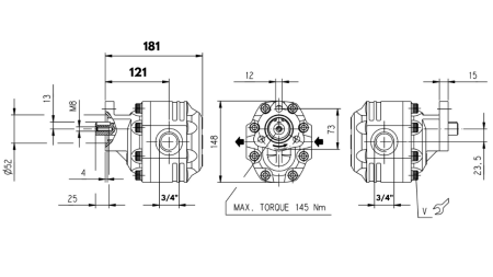 HYDRAULIC CAST IRON PUMP REVERSIBLE 40CC CASAPPA