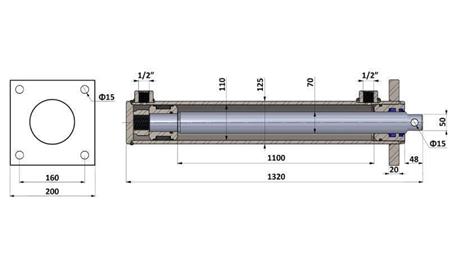 HYDRAULICKÝ VALEC PRE ŠTIEPAČKU NA DREVO S MONTÁŽNOU DOSKOU 110/70-1100