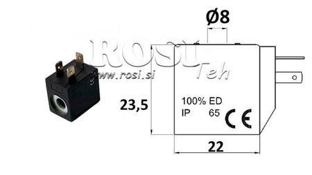ELEKTROMAGNETISK SPOL 24VDC FÖR VENTIL - fi 8mm-23.5mm 2.8W