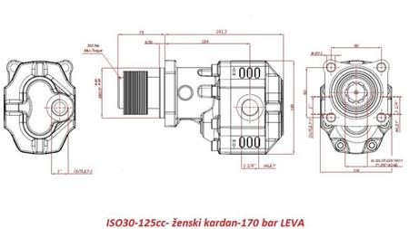 HIDRAULIČNA LITOLJEVANA PUMPA ISO30-125cc- ženski kardan-170 bar LIJEVA