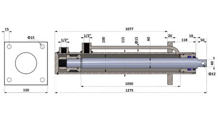 ΥΔΡΑΥΛΙΚΟΣ ΚΥΛΙΝΔΡΟΣ ΜΕ ΠΛΑΚΑ ΣΤΗΡΙΞΗΣ 100/60-1050 ΜΕ ΣΩΛΗΝΕΣ