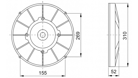 AXIÁLIS HŰTŐVENTILÁTOR 280MM PULL 12V