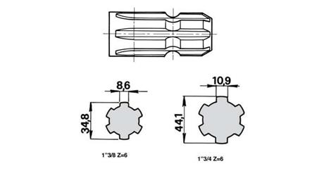 ATTACCAMENTO CARDANICO 1''3/8 su 1''3/4