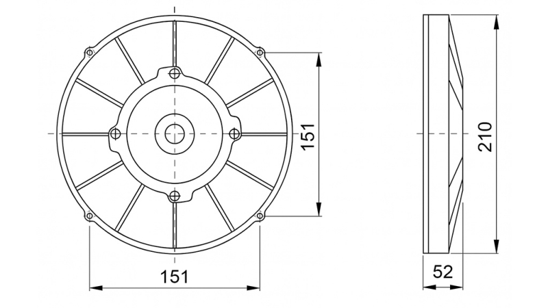VENTILATOR AKSIJALNI 190mm POTISNI 12V