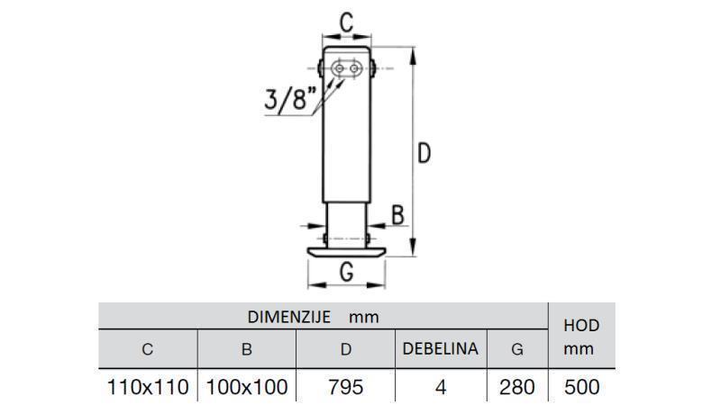 HIDRAULIČNA NOGA DVOSMJERNA 5,2 TON 500mm