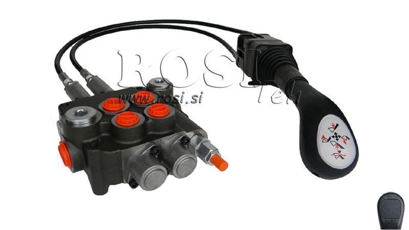 JOYSTICK  WITHOUT BUTTON WITH BRAIDED CABLE 1 met. AND HYDRAULIC VALVE 2xP80 lit.
