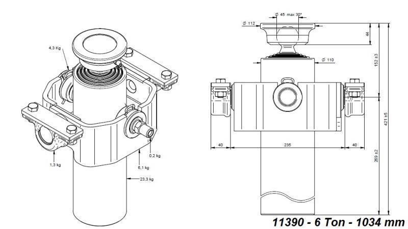 CILINDRO TELESCOPICO COMPACT 4 SFILATE 1034mm x110 -SFERA