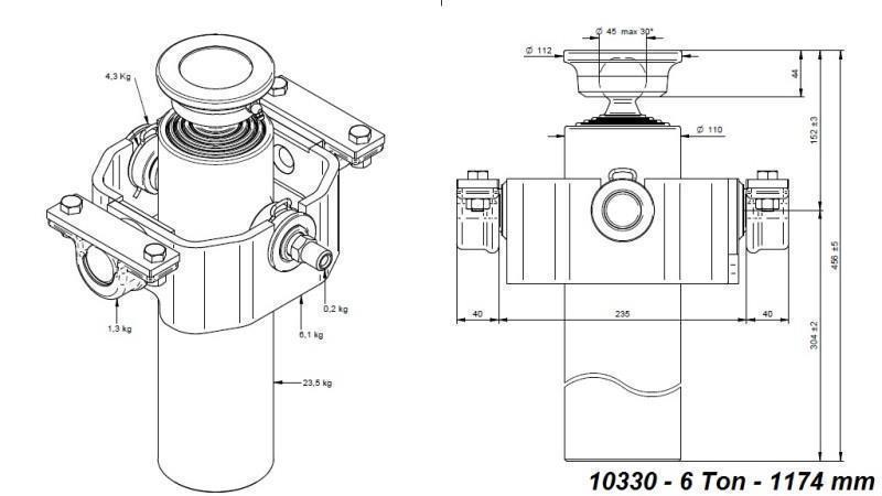 TELESKOPSKI CILINDAR COMPACT 4 STUPNJA 1174mm x110 -KUGLA