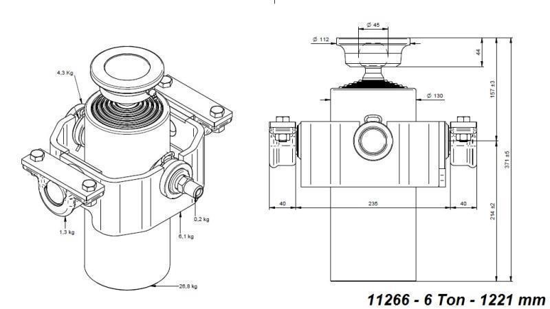 TELESKOPSKI CILINDAR COMPACT 6 STUPNJA 1221mm x125 -KUGLA