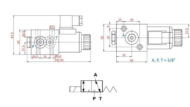 3 WAY VALVE 3/8 12V - 50lit